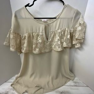 Lace blouse beige color ice XL